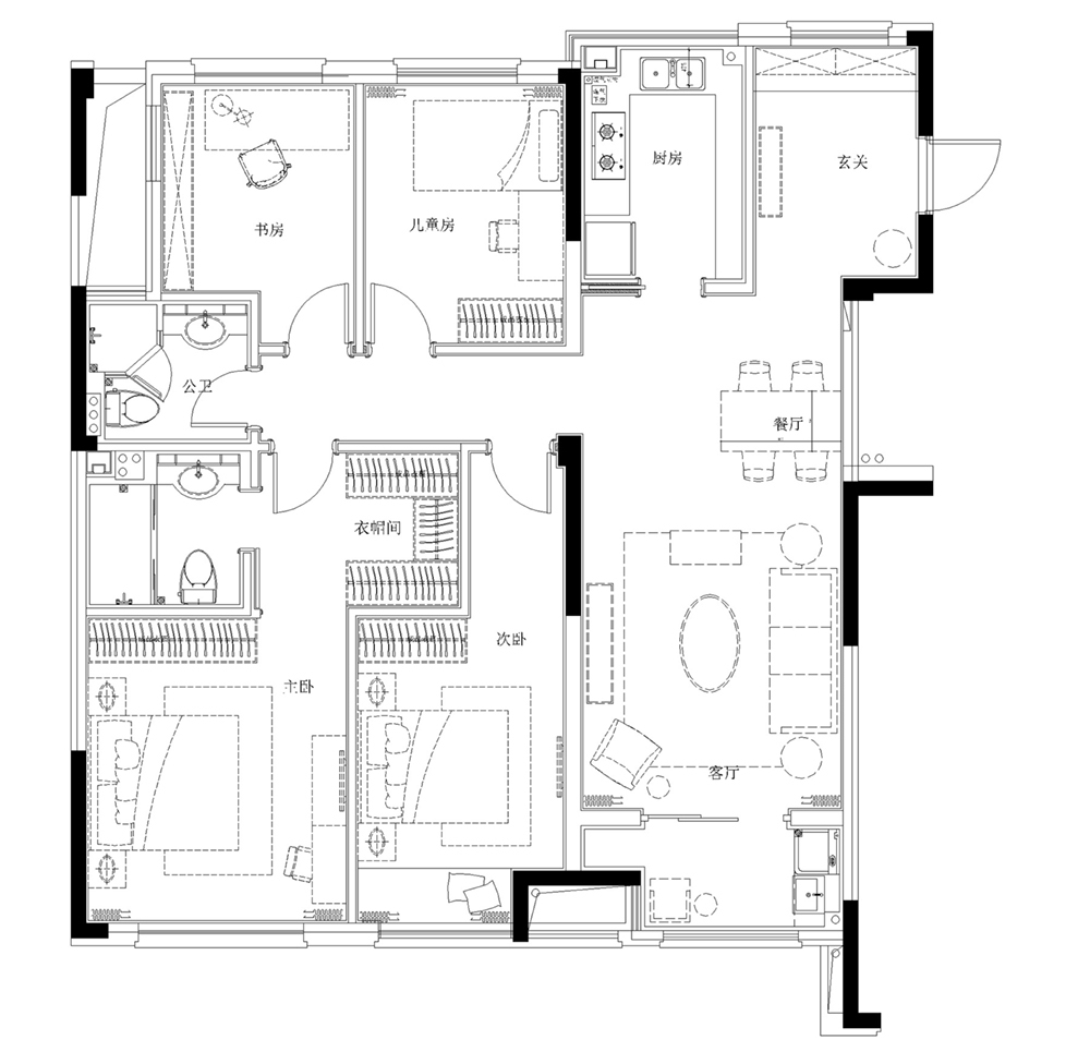 100平米三居室的现代风格案例，全包只花19万！-无锡·瑷颐湾装修