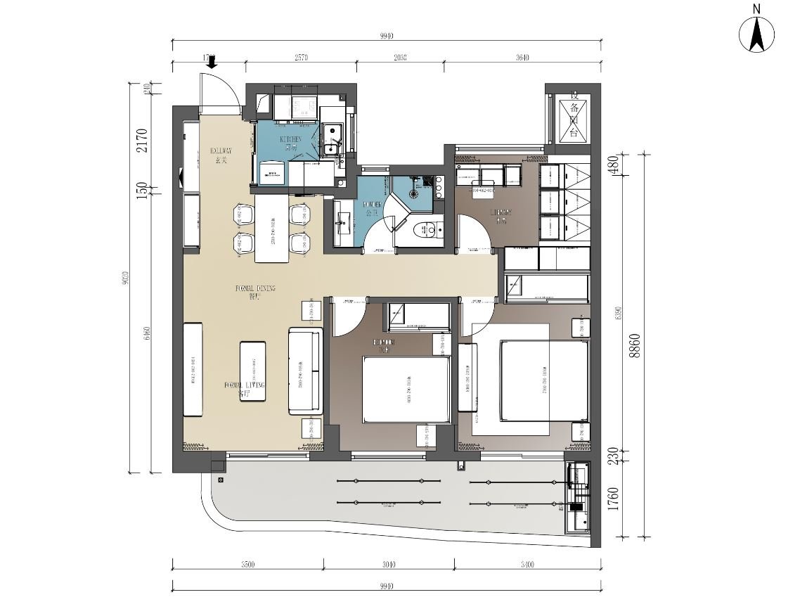 89平米的三居室装修案例欣赏，将现代风融入到现代生活当中。-信宇锦润公寓装修