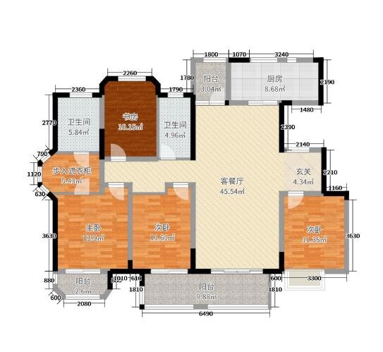 【峰光无限】金地南湖艺境166-三居室-美式风格