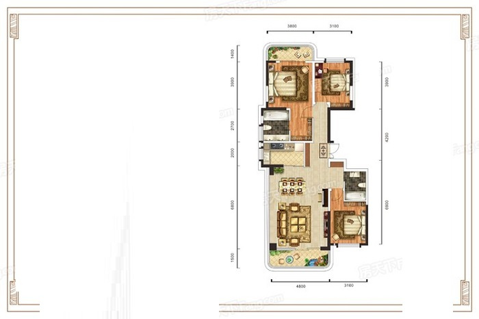 156平米现代风格三居室，预算16万，点击看效果图！-武汉江山装修