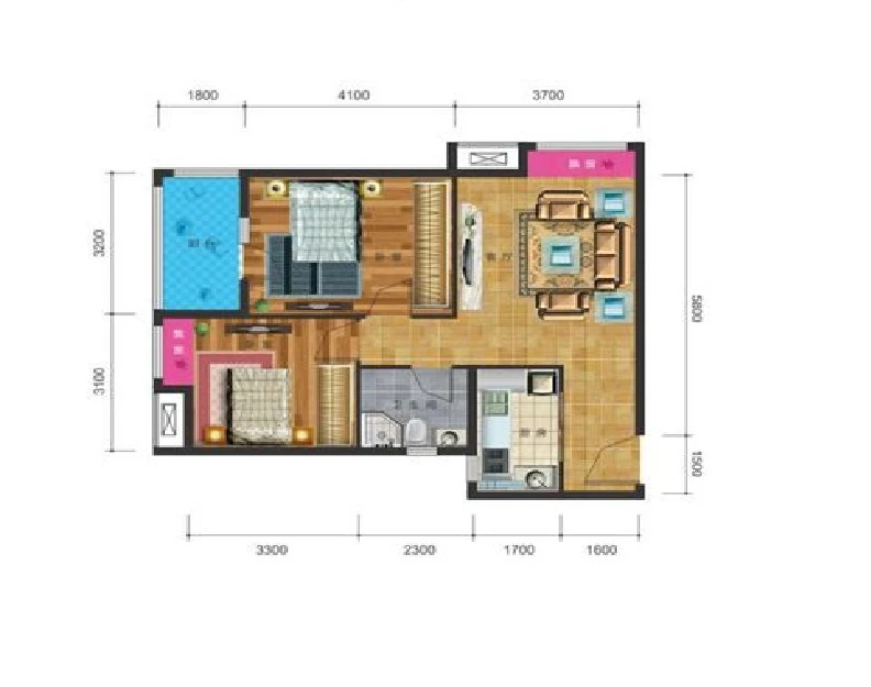 美联联邦生活区二期城仕实例，74.59平米的二居室，质感与时尚并存的现代风装修。