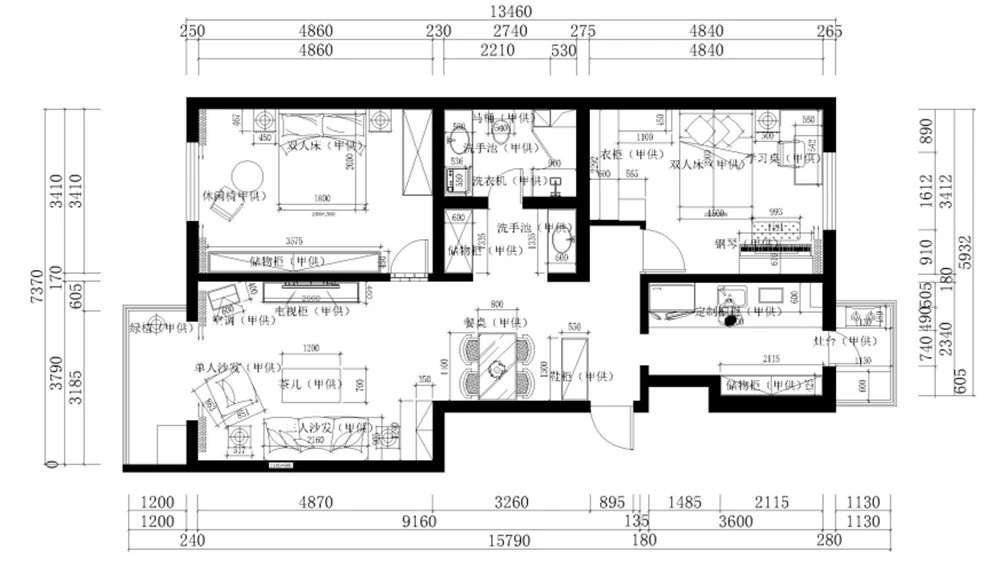 90平米现代风格二居室，预算9万，点击看效果图！-华苑新城云华里装修