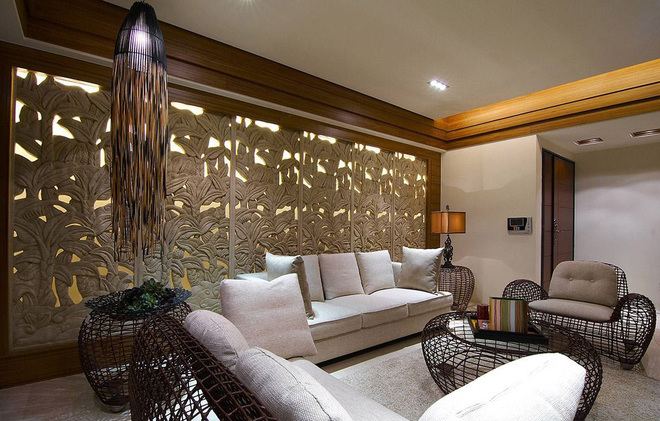 112平米三居室设计说明，8万元装修的东南亚风格有什么效果？-香林郡装修