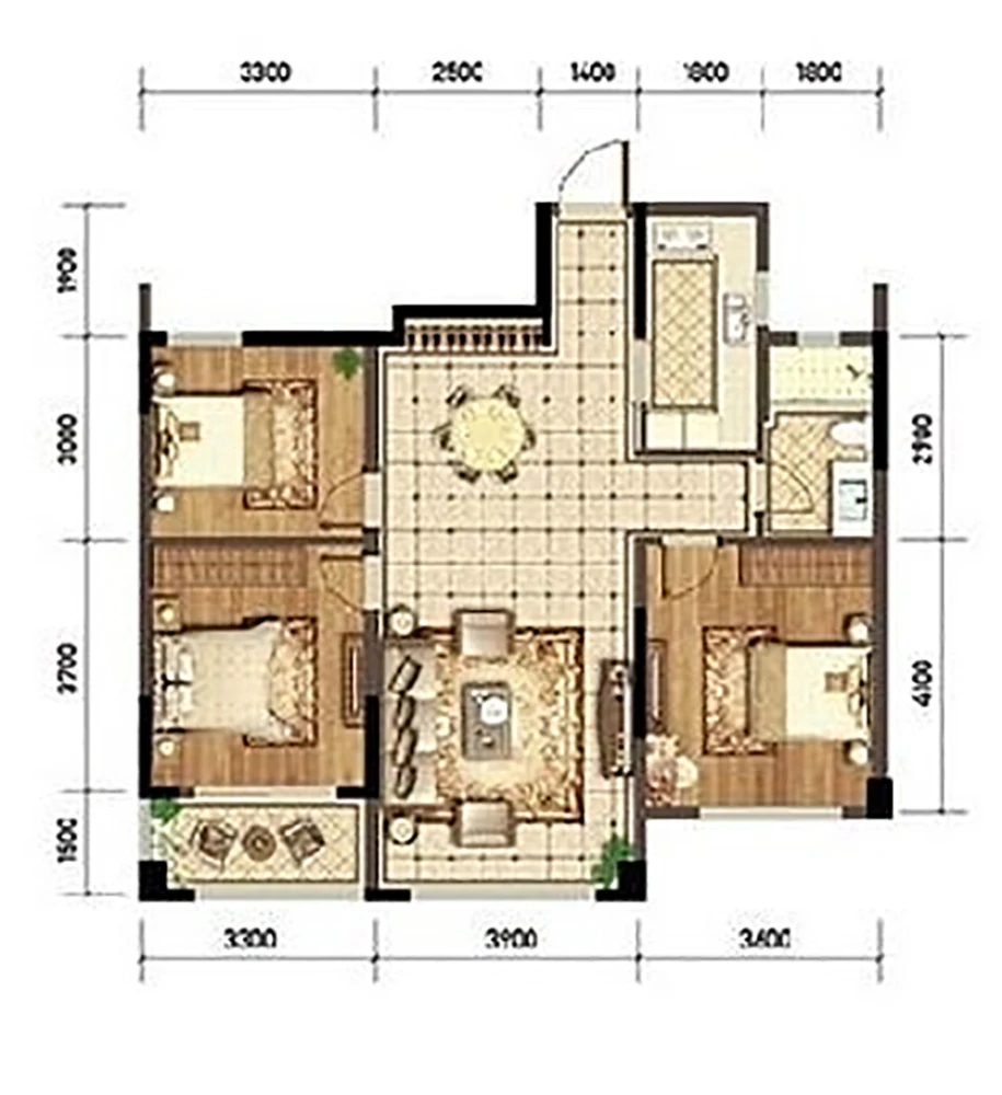 三居室-现代风装修案例