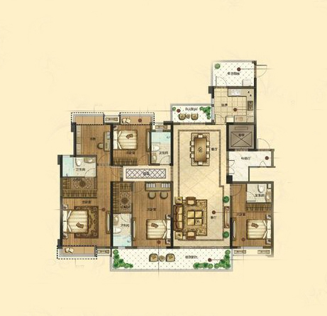 200平米中式风格四居室，预算10万，点击看效果图！-金地南湖艺境装修