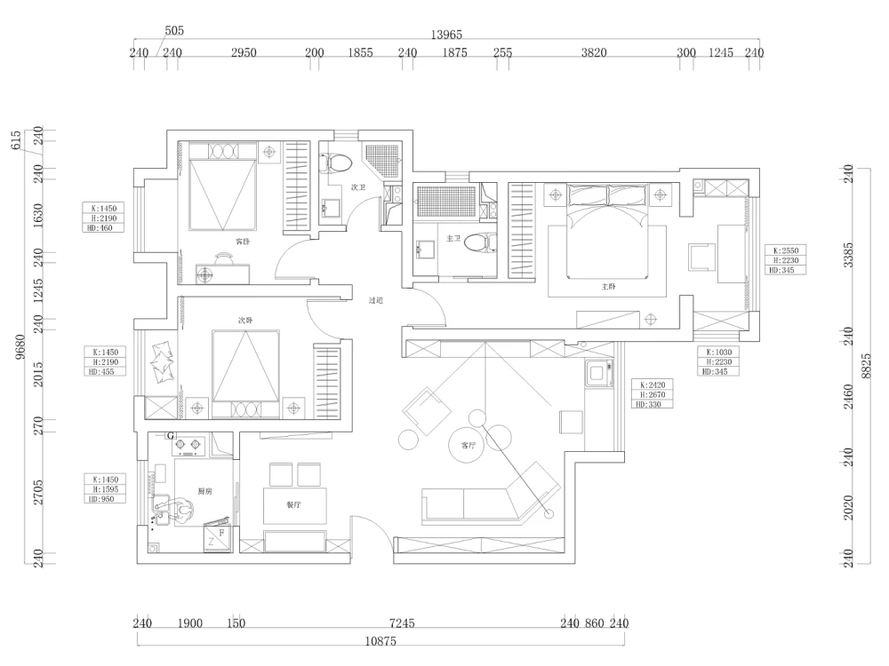 122.53平米三居室设计说明，5万元装修的简约风格有什么效果？-永和璞玉装修