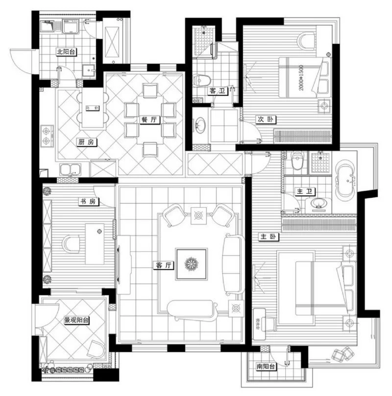 三室两厅大平层营造舒适家居空间