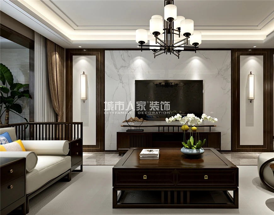 162平米的四居室装修半包只花了7万，中式风格让人眼前一亮！-龙湖花千树装修
