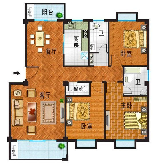 173平米三居室的现代风格案例，只花23万！-洋世达南滨特区装修