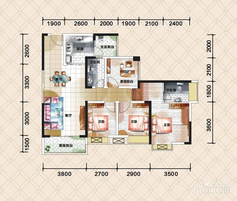 奥园金域92平方米现代风格