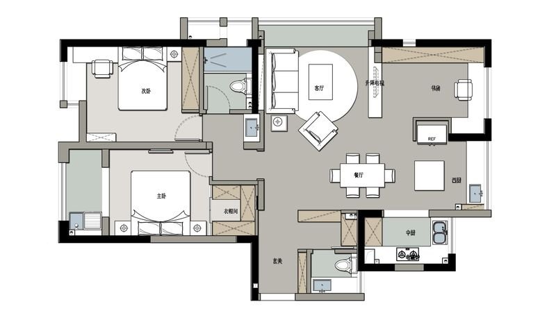 124平米三居室，18万元简欧风格有什么效果？