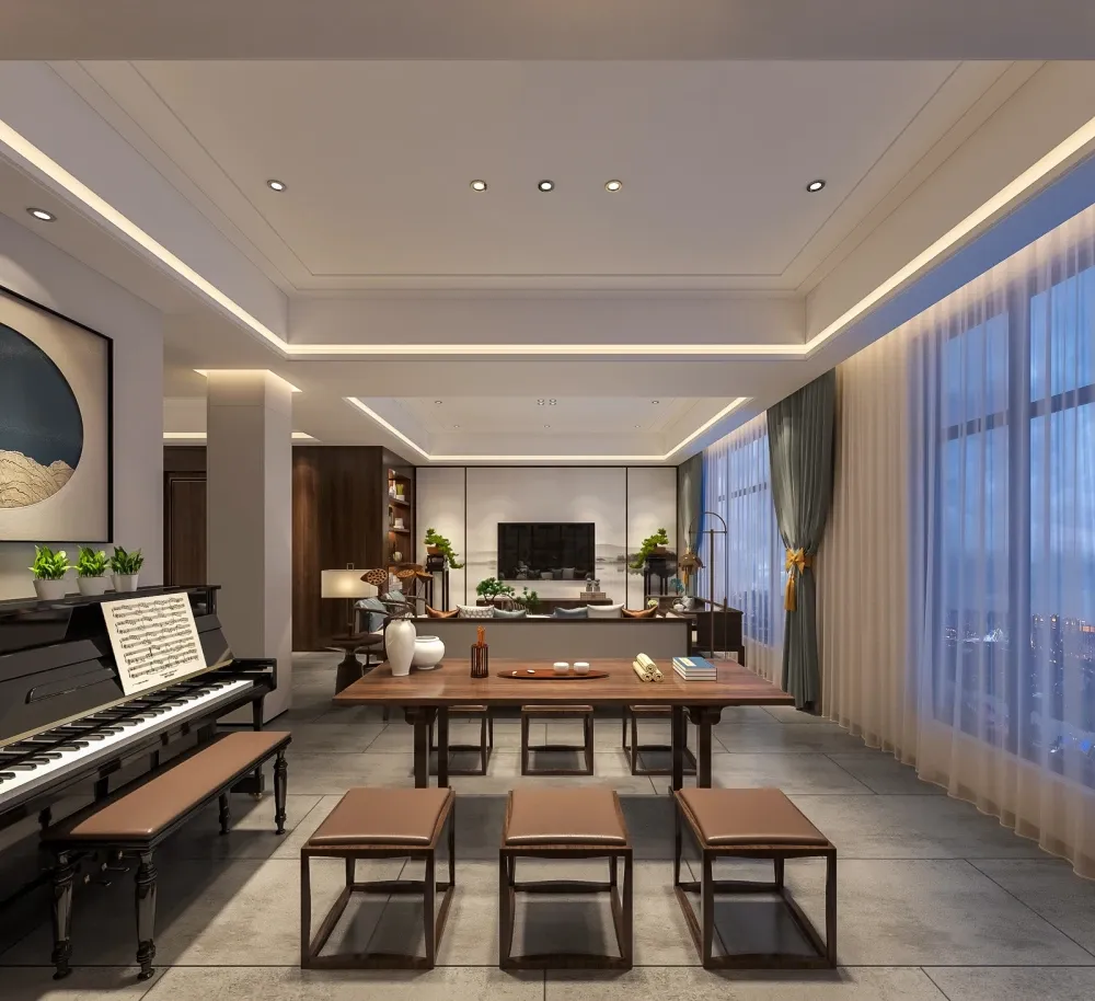 中式四居室335平米150万-世茂铜雀台别墅装修案例-苏州房天下家居装修