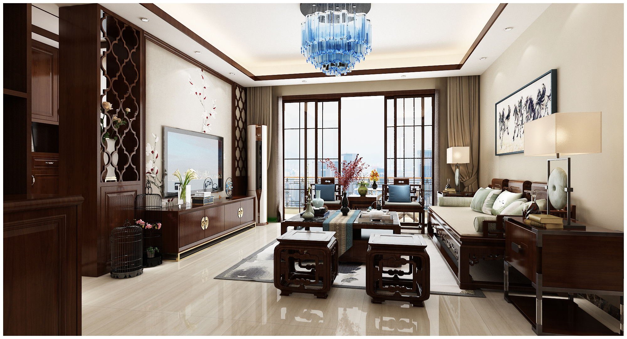 意想不到的神奇效果，142.81平米的四居室，中式风格只花了15万，太值了！-江川悦城装修