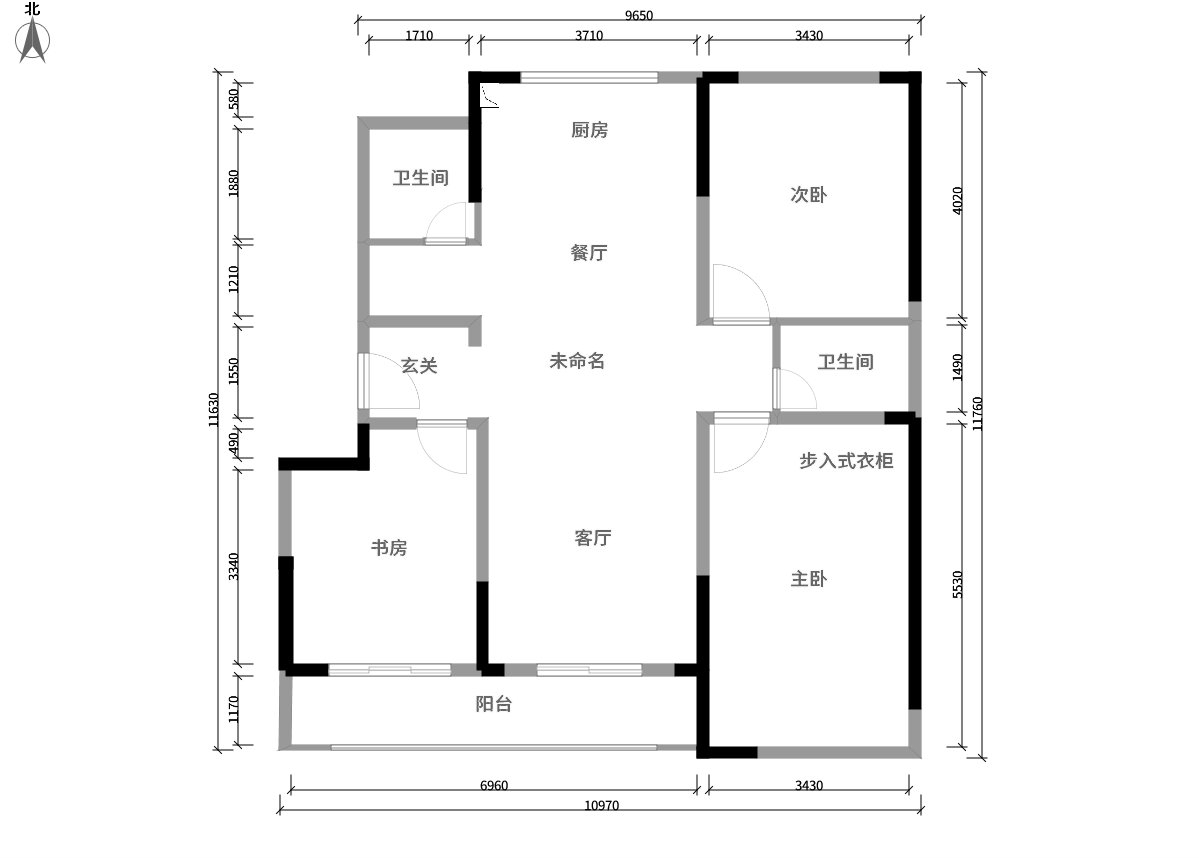 三室两厅现代风格设计效果图—郑州业之峰装饰