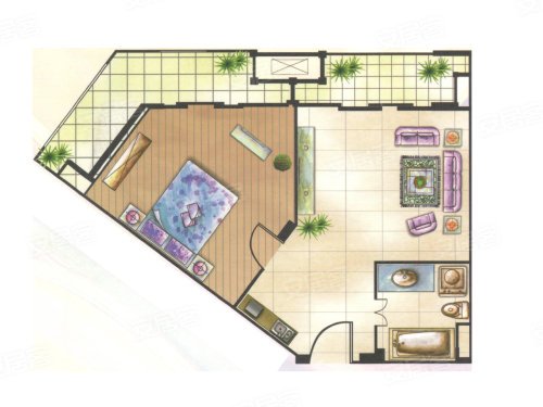 64平米现代风格一居室，预算7万，点击看效果图！-绿地玫瑰城装修