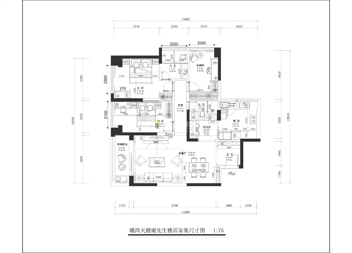 曦湾天馥-现代风格-130㎡三居室-半包18万