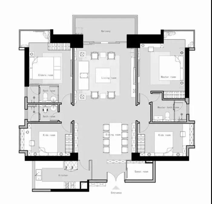 朋友买的176平米四居室，一共才花23万，这现代风格太美了！-建业海马九如府装修