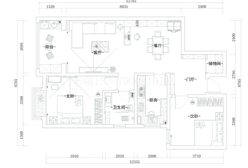 装修犯迷糊？让增源航都绿洲这套108平米的装修案例给你点建议！