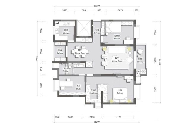 振和公寓实例，118平米的三居室，质感与时尚并存的美式风装修。