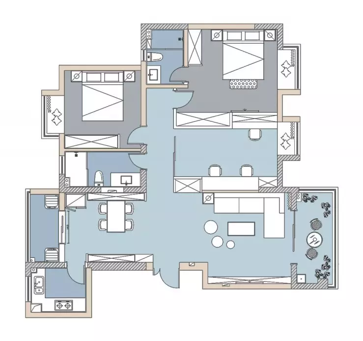 147平米的三居室，运用现代的装修风格效果是怎样的？-绿地观澜湾装修