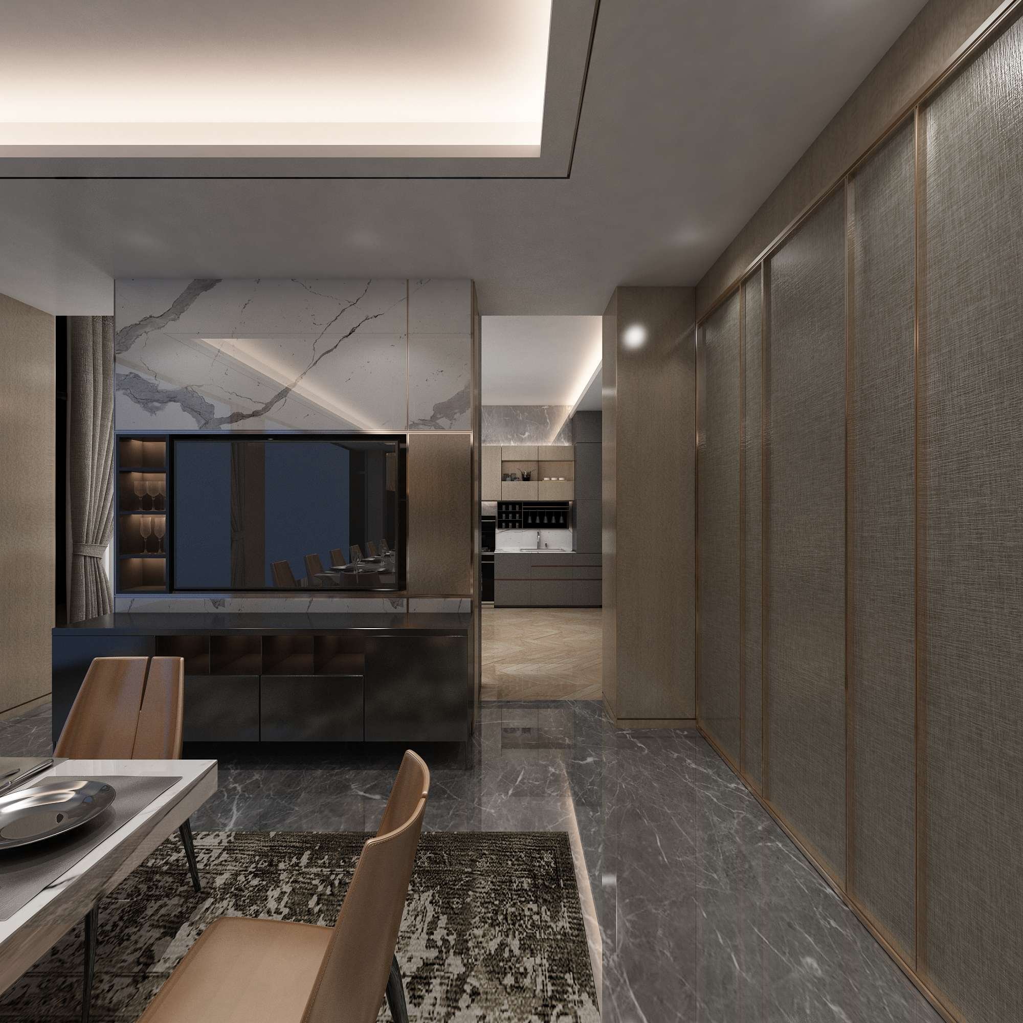 融创惠山映实例，89平米的二居室，质感与时尚并存的现代风装修。
