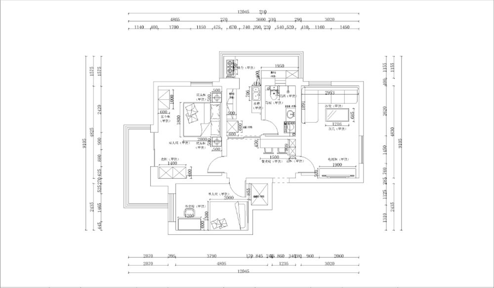 紫金北里实例，85平米的二居室，质感与时尚并存的混搭风装修。