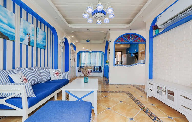 清爽地中海风格二居室装修，对设计很满意！