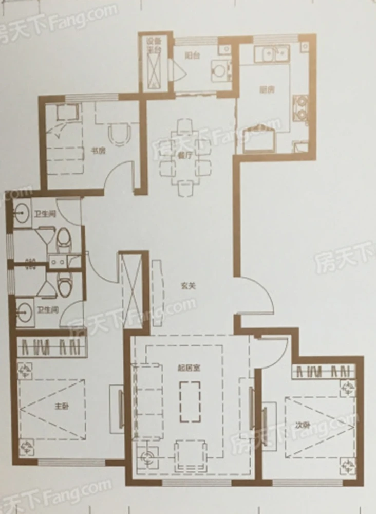 创之鸿装饰绿城天津诚园128平米现代装修案例