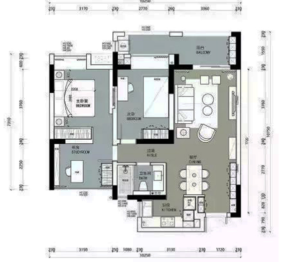 123平米的三居室装修案例欣赏，将简欧风融入到现代生活当中。-国贸天悦装修