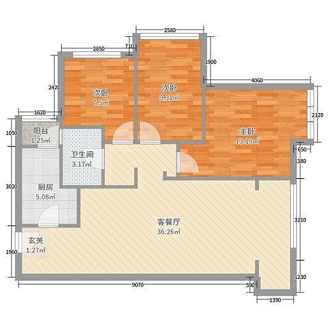风格三居室装修案例，93平米的房子装修多少钱？-中铁城锦南汇装修
