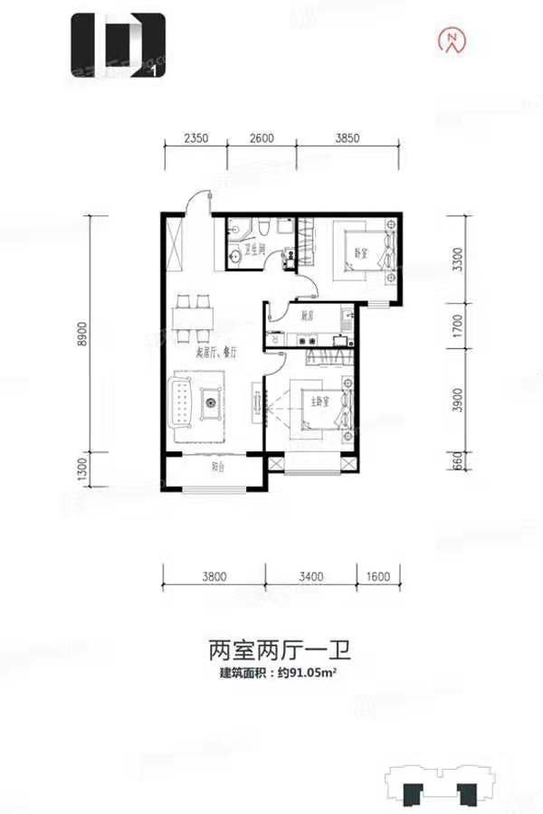 91㎡新中式风格两室一厅，兼具实用性与艺术