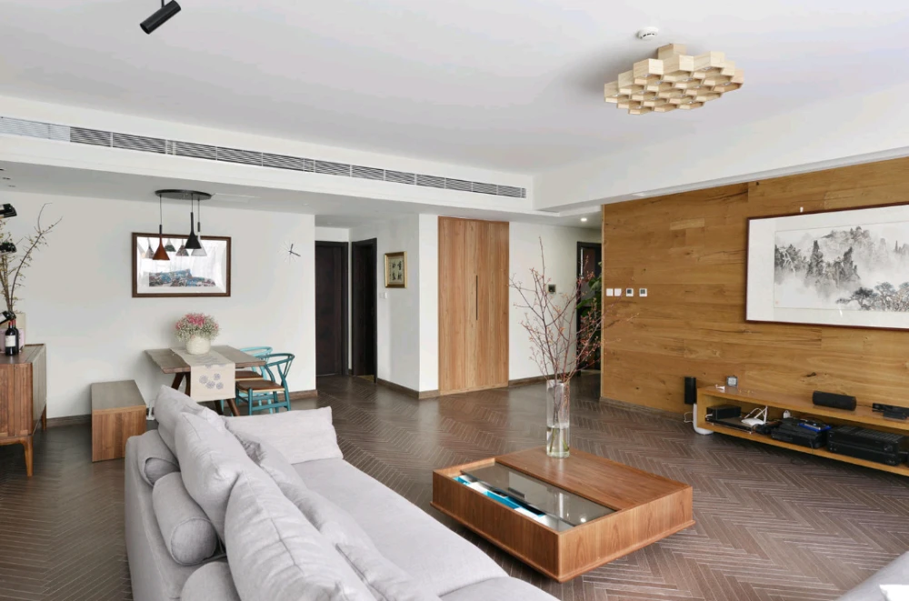 荔林春晓实例，129平米的三居室，质感与时尚并存的现代风装修。