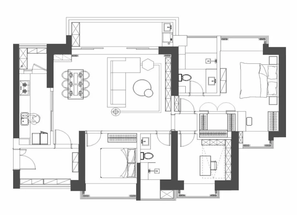 148平米现代风格三居室，预算7万，点击看效果图！-保利和光逸境装修