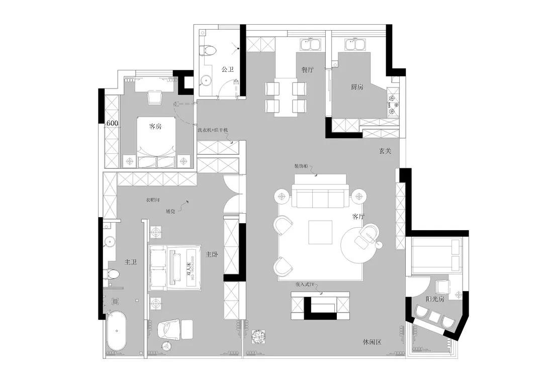 现代风格二居室装修案例，82平米的房子装修多少钱？-和泓四季D区装修