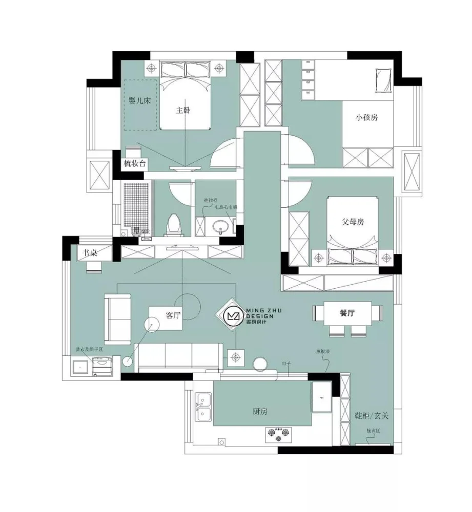 选用的方式，将三居室房屋交给装修公司，只花了9万元！-绿地新里格林公馆装修