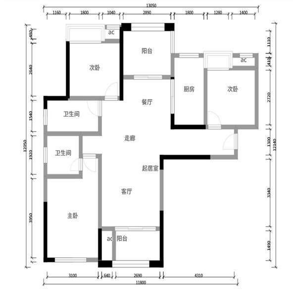 欧式风格三居室装修案例，124平米的房子装修多少钱？-丝宝叠翠园装修