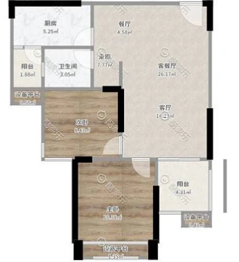 75平米二居室热门案例 简约7万！-中建开元公馆装修