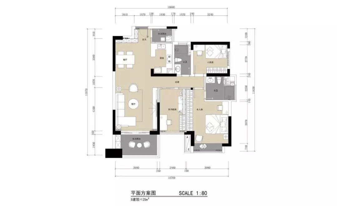华义公寓129㎡简约三居，耐看舒适的家