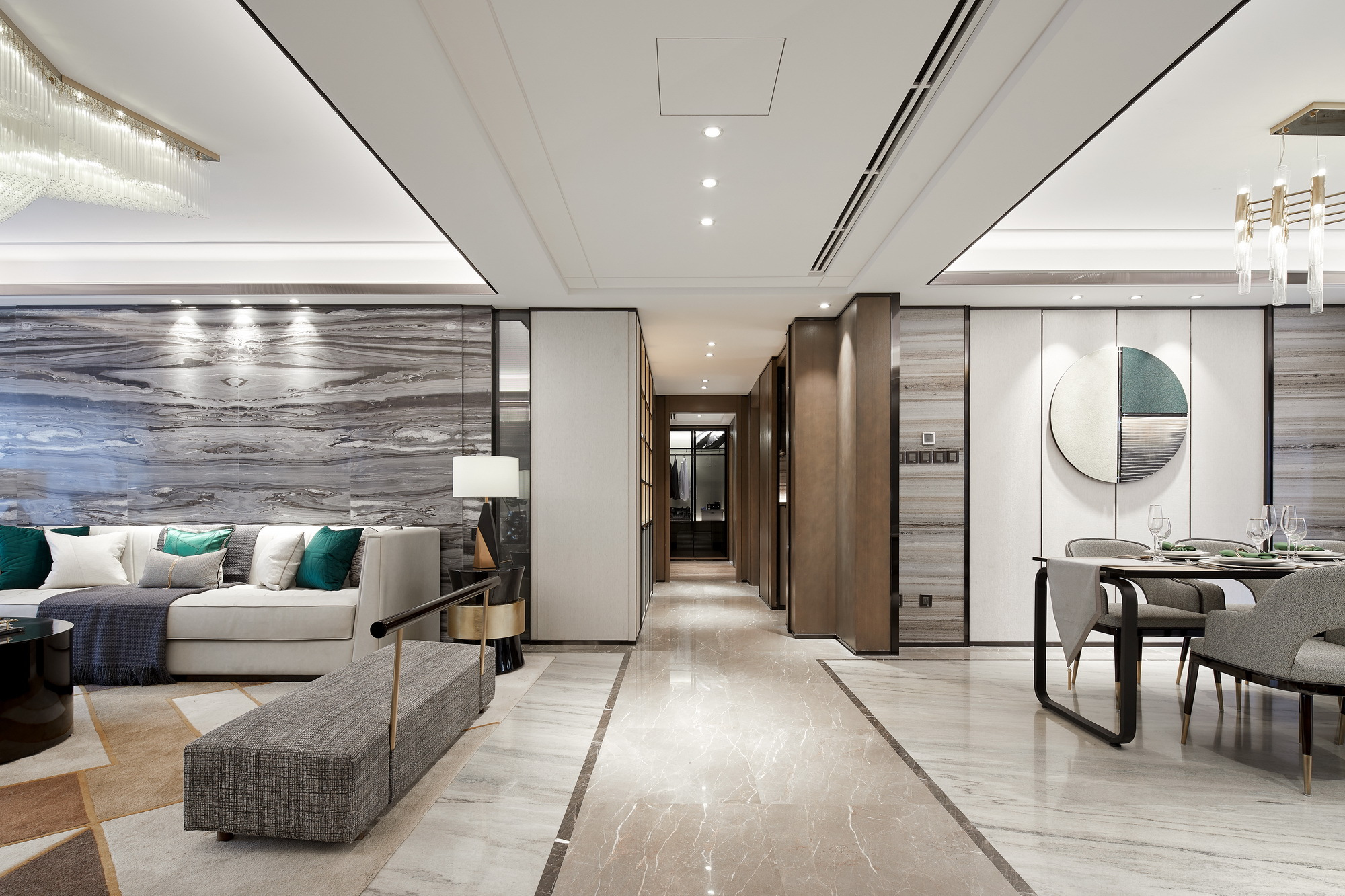 133平米三居室设计说明，12万元装修的中式风格有什么效果？