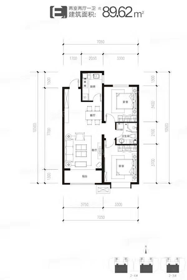 现代风格二居室装修案例，89平米的房子装修多少钱？-千渡东山晴装修