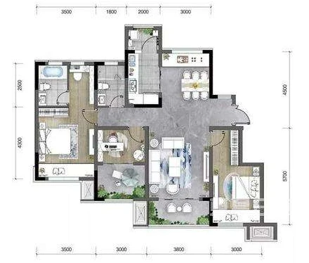 二居室的房子多大面积好？10万元的美式风格设计说明！-龙湖开元装修