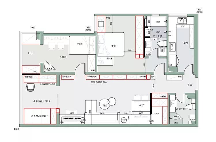 118平米三居室设计说明，13万元装修的现代风格有什么效果？-高科荣境装修