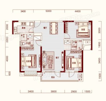 124平米三居室设计说明，13万元装修的简约风格有什么效果？-中建大公馆装修