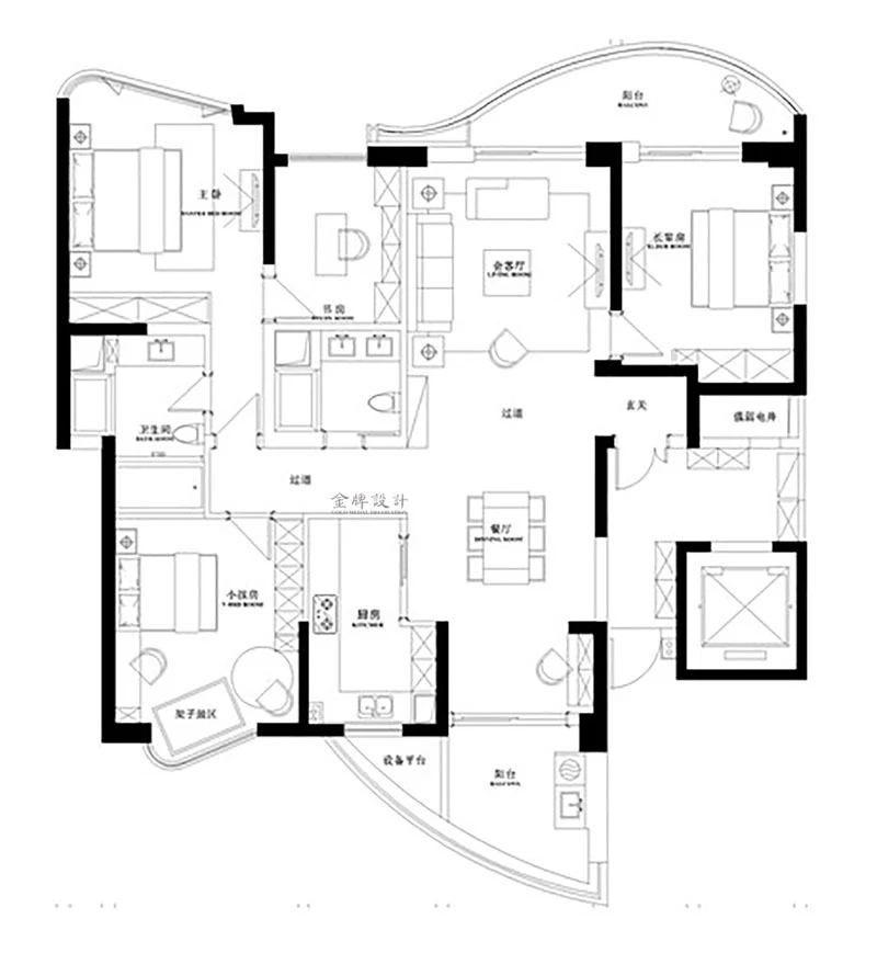 現代三居室180平米9萬-國建香榭水都裝修案例-合肥房天下家居裝修網