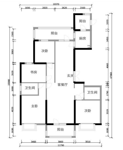 美式风格三居室装修案例，129平米的房子装修多少钱？-保利心语装修