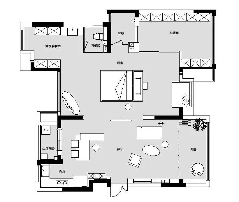 150平米的房子能装修成什么效果？现代风格一居室装修案例！