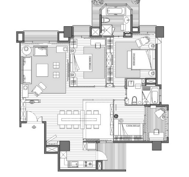 现代风格三居室装修案例，132平米的房子装修多少钱？-蓝城玫瑰园装修