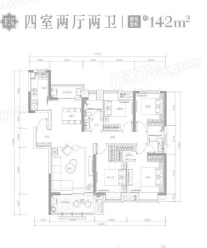 招商东城华府142平简约风格效果装饰图