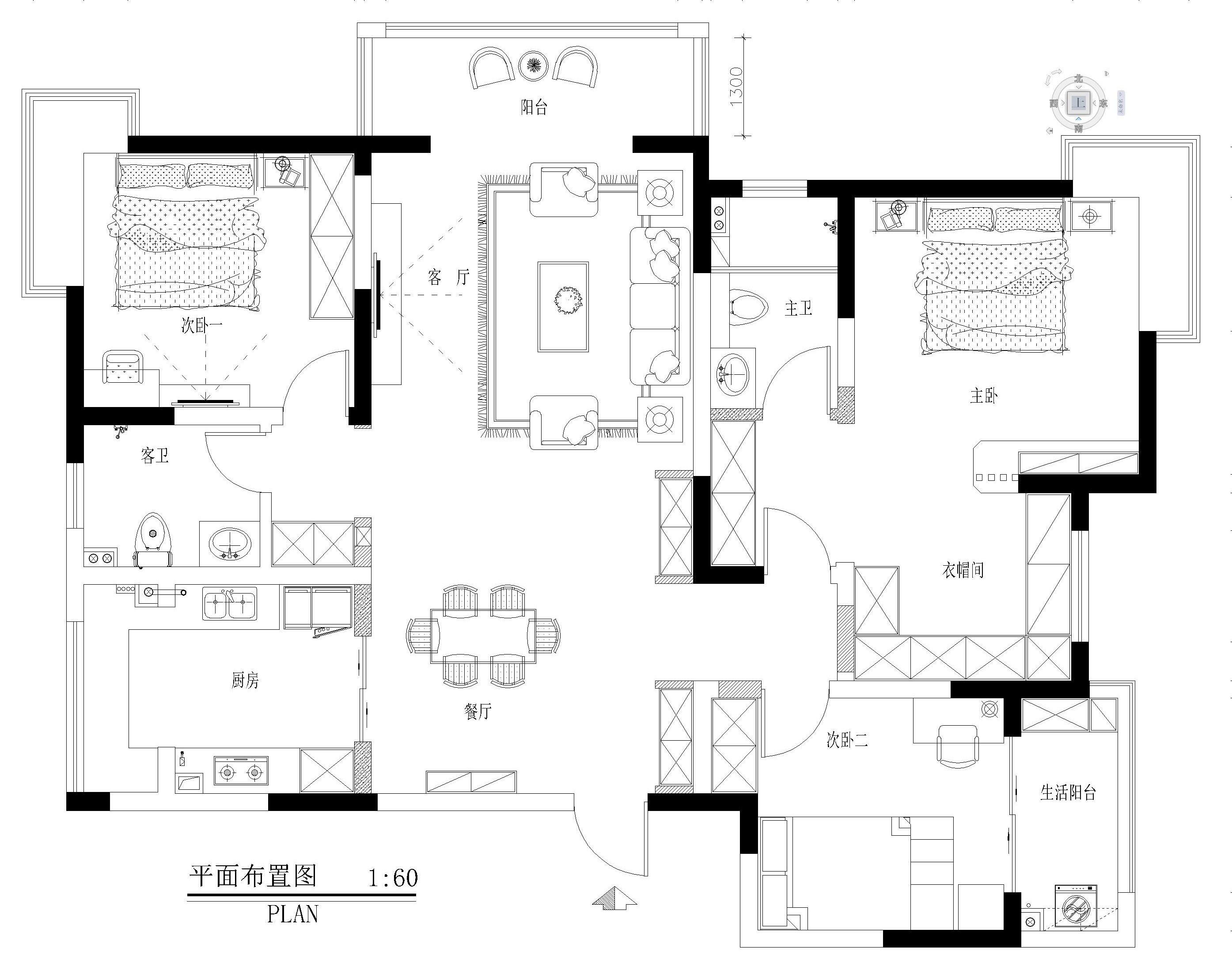 135平米现代风格三居室，预算7万，点击看效果图！-绿地骊山花城装修