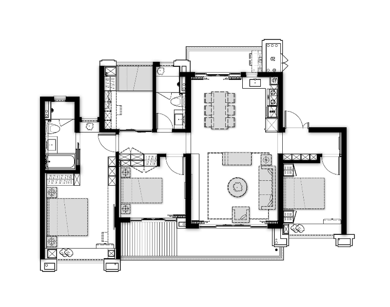 116平米三居室设计说明，14万元装修的现代风格有什么效果？-国博城装修